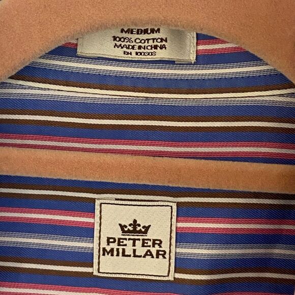 Peter Millar - Multicolor Striped Button Down Shirt - size MEDIUM  **STAIN - Picture 3 of 8